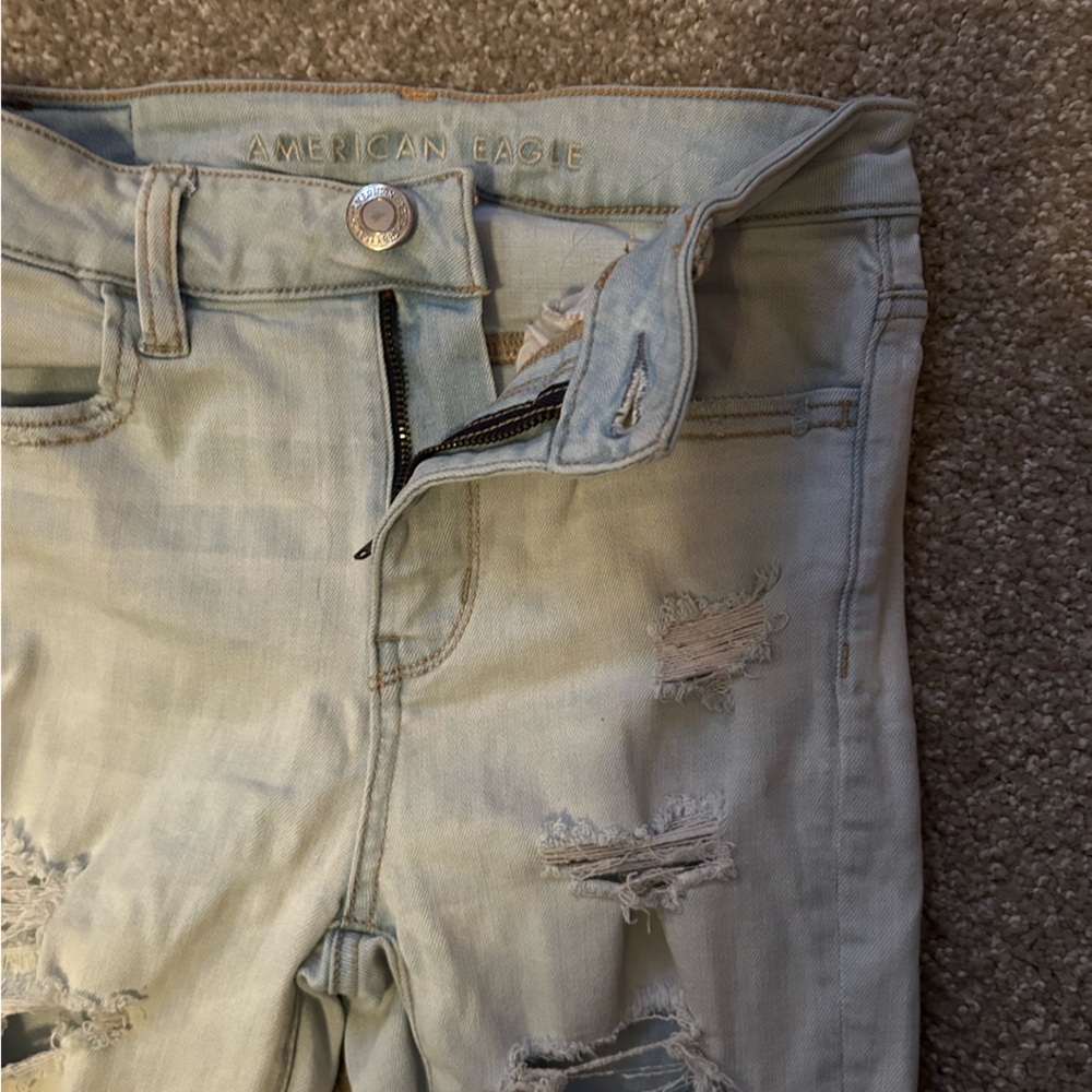 Light Blue Distressed Women's Jeans - Picture 2 of 5